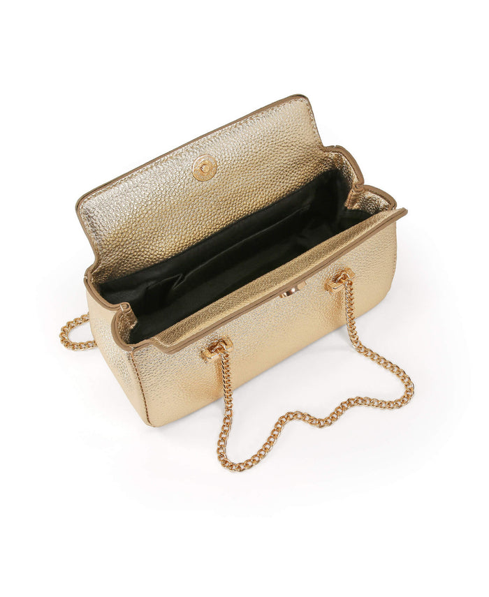 Gold | Senna Compact Faux Leather Box Clutch Open