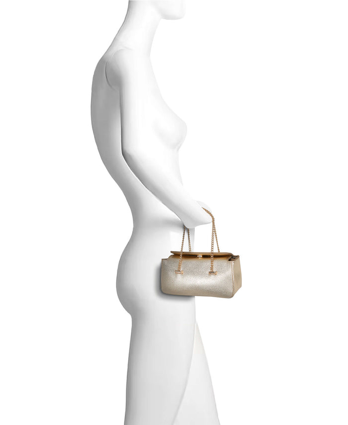 Gold | Senna Compact Faux Leather Box Clutch Form