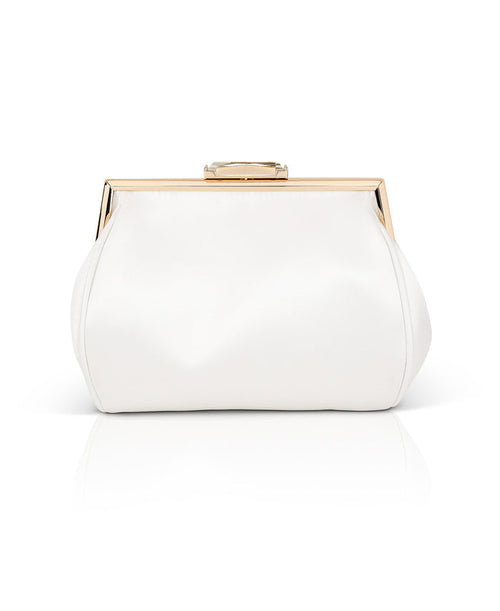 White | Skye Framed Clutch with Crystal Clasp
