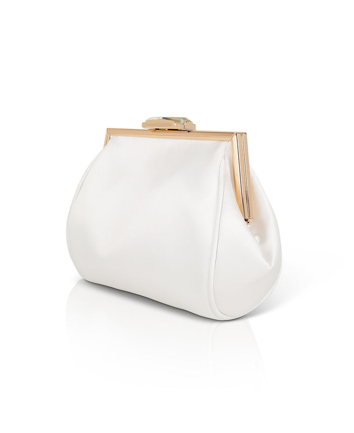 White | Skye Framed Clutch with Crystal Clasp