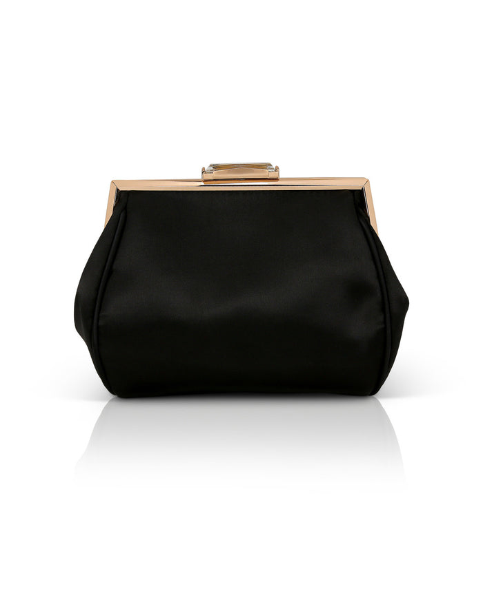 Black | Skye Framed Clutch with Crystal Clasp