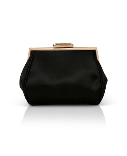 Black | Skye Framed Clutch with Crystal Clasp