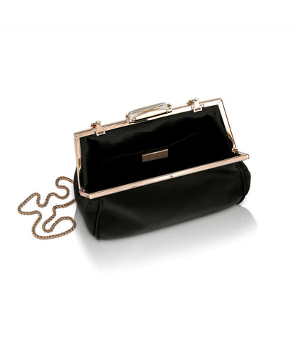 Black | Skye Framed Clutch with Crystal Clasp