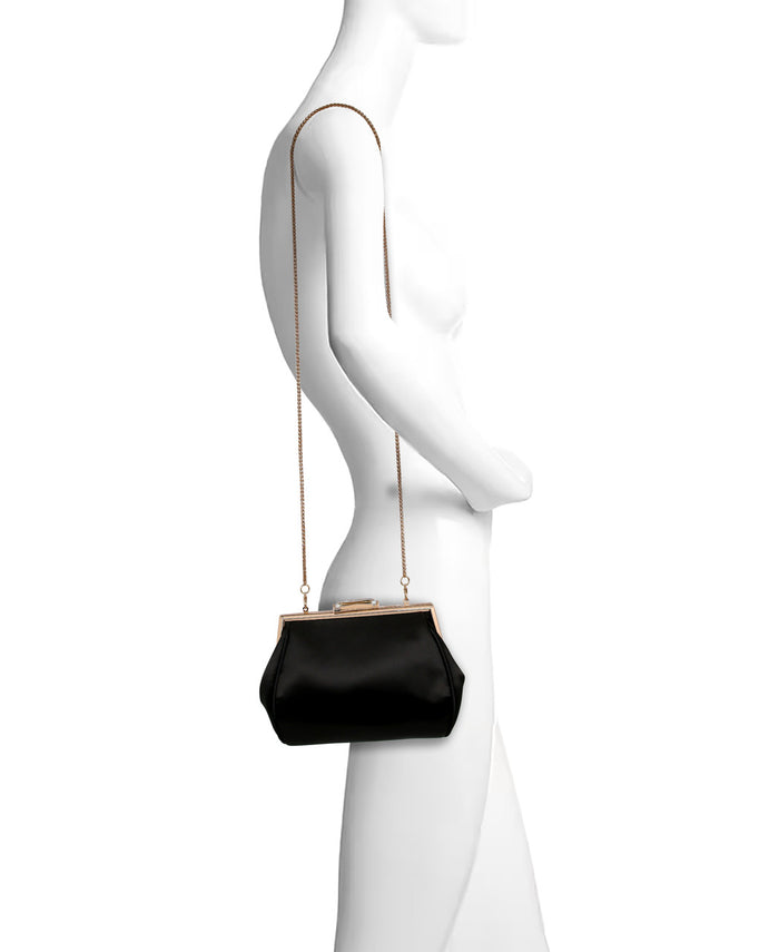 Black | Skye Framed Clutch with Crystal Clasp