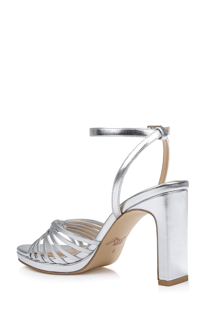 Silver Metallic | Skylar Peep Toe Platform Sandals Back Side