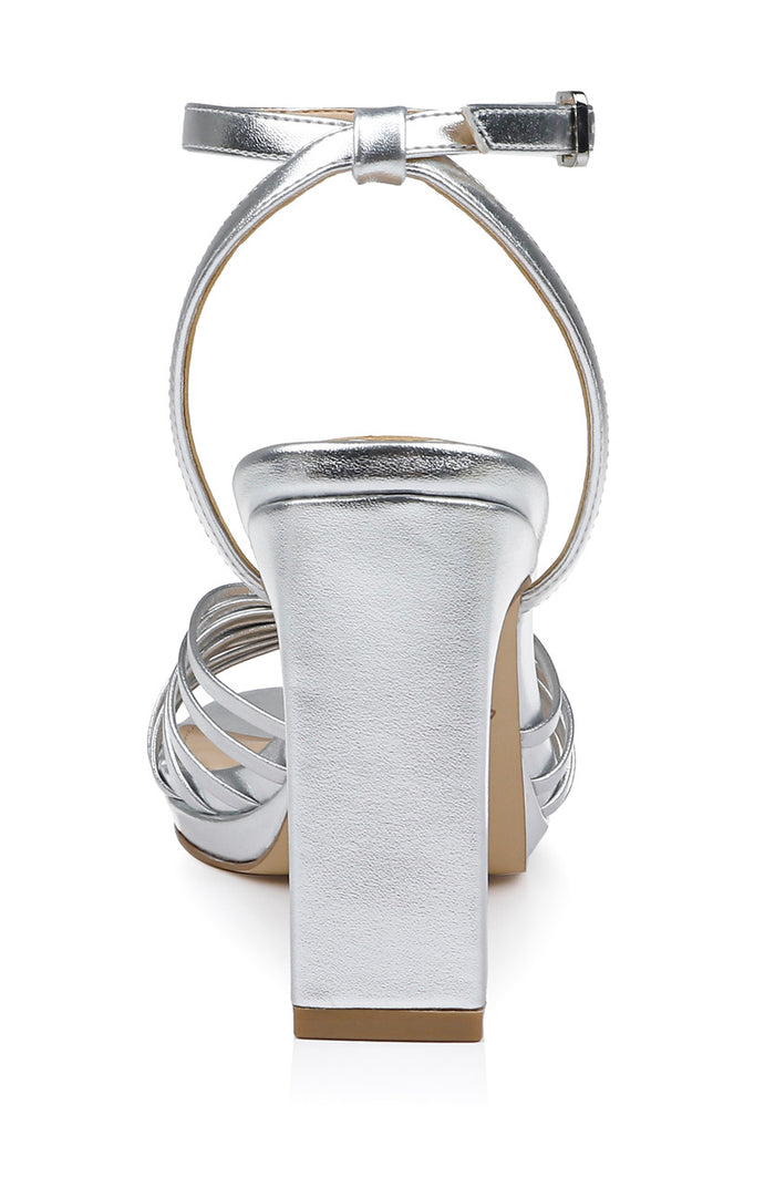 Silver Metallic | Skylar Peep Toe Platform Sandals Back
