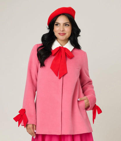 Smak Parlour Pink & Red Bows Topper Coat