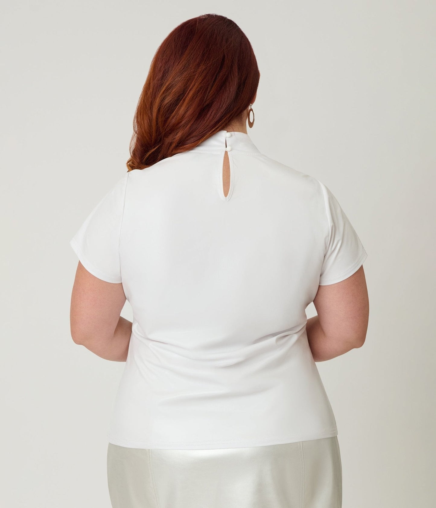 Smak Parlour Plus Size Pearl White Mock Neck Knit Top