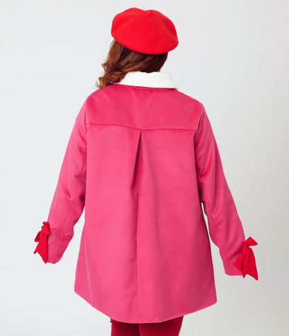 Smak Parlour Plus Size Pink & Red Bows Topper Coat