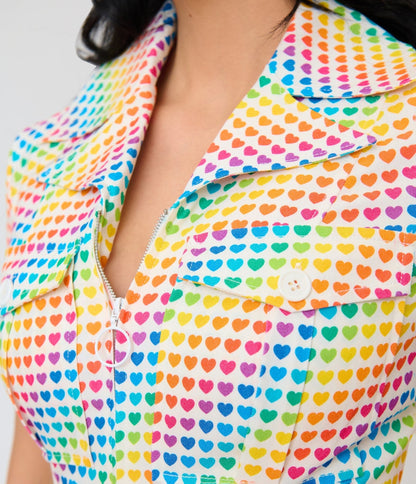 Smak Parlour Rainbow Hearts Flare Jumpsuit