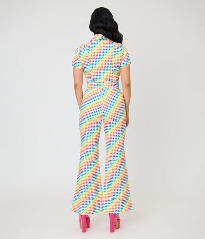 Smak Parlour Rainbow Hearts Flare Jumpsuit