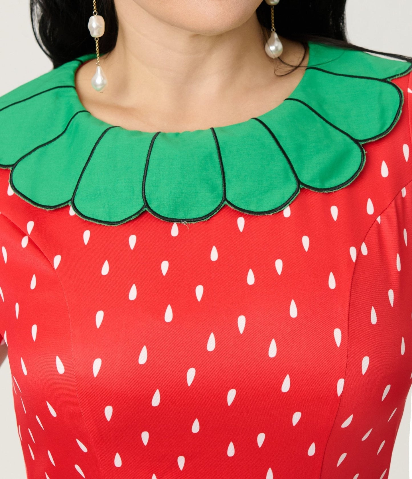 Smak Parlour Red & Green Petal Collar Flare Dress
