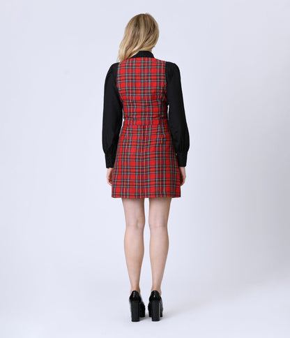 Smak Parlour Red Plaid A-Line Mini Skirt