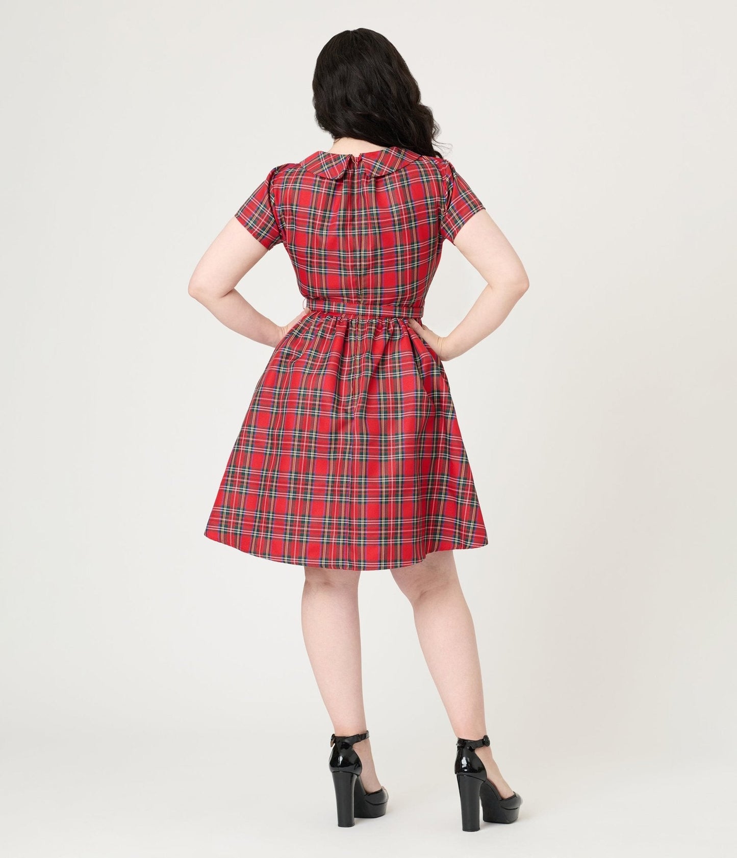 Smak Parlour Red Plaid Flare Dress