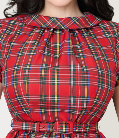 Smak Parlour Red Plaid Flare Dress