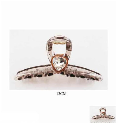 Sparkling Heart Crystal Hair Claw Clip - 13cm Jumbo Size