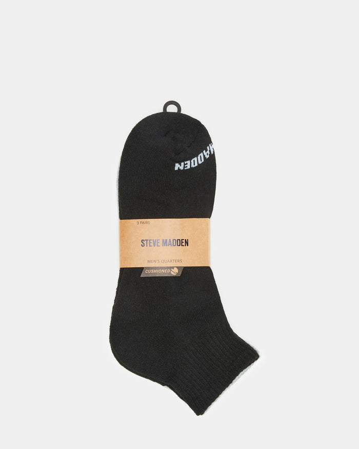 SPORT CUSHION QUARTER SOCKS BLACK/WHITE