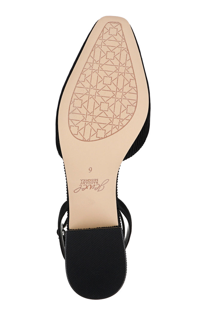 Black Fabric | Stacy Low Block d'Orsay Pumps Sole