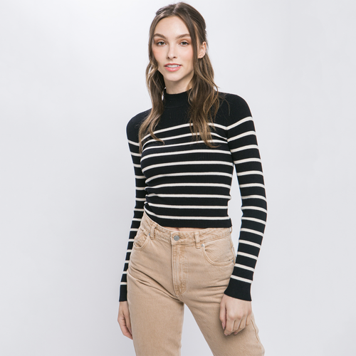 Melissa Mock Neck Stripe Sweater