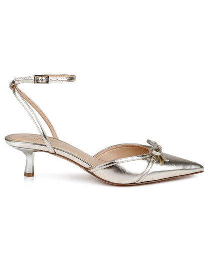 Gold Metallic | Talasia Pointed Toe Kitten Heels