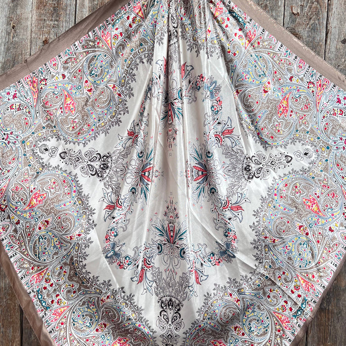 Tan Floral Wild Rag/Scarf
