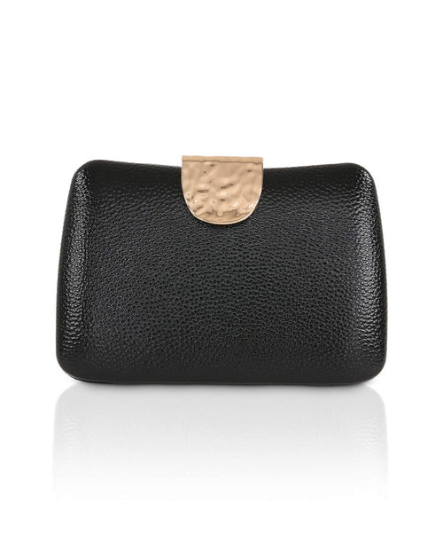 Black | Tatum Faux Leather Clutch Front