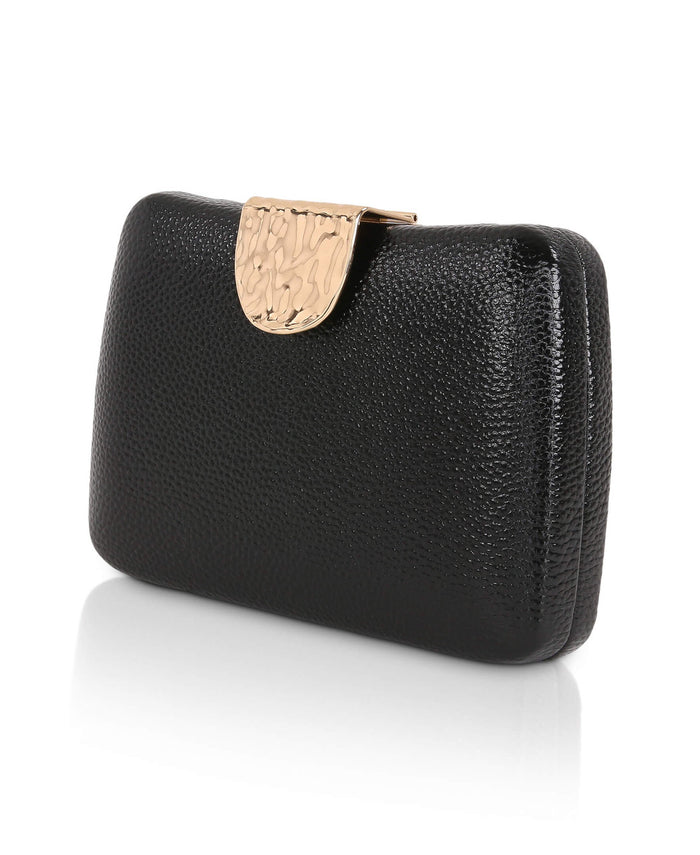 Black | Tatum Faux Leather Clutch Side