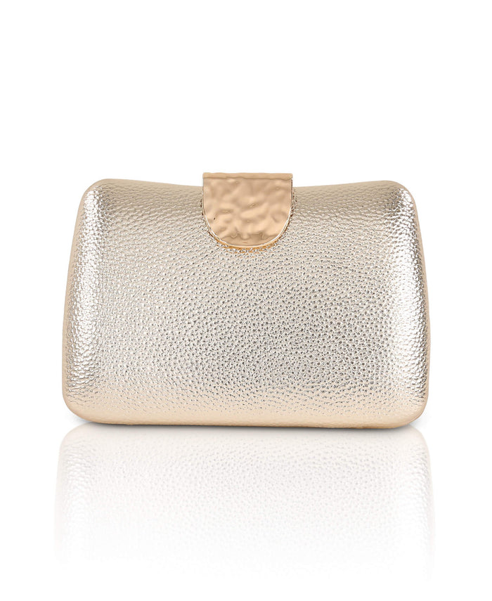 Gold | Tatum Faux Leather Clutch Front