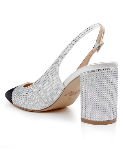 Ivory Black | Tatum Slingback Block Heels with Capped Toe Back Side