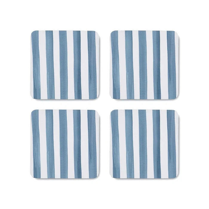 Taylor stripe blue square coasters set