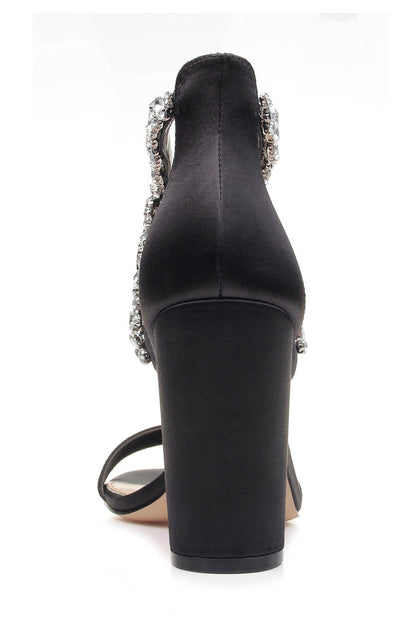 Black | Thamar Crystal Strappy Block Heel