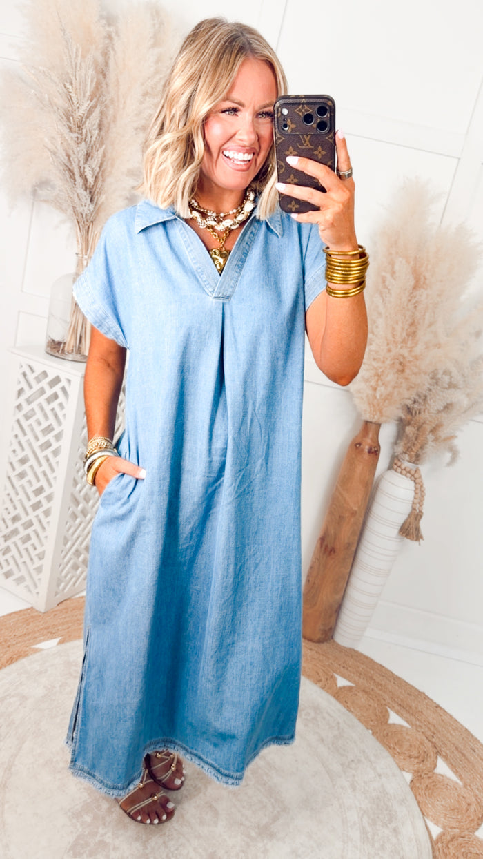 The Sage Washed Denim Dress