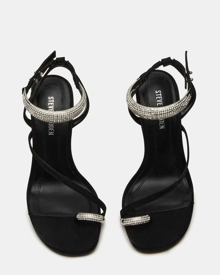 TIA RHINESTONES BLACK SATIN