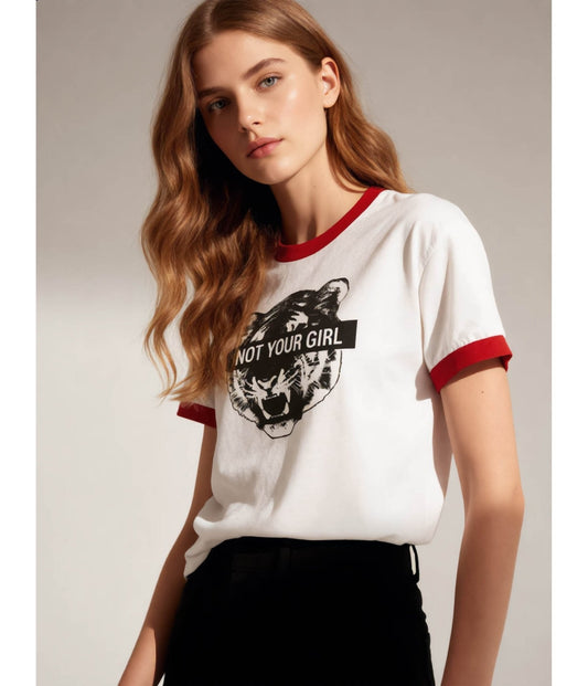 Tiger Not Your Girl Ringer Graphic Tee