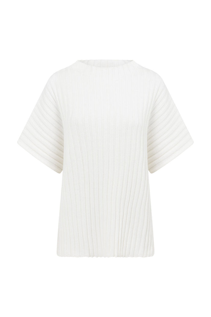 Celine Ribbed Knit Top - White
