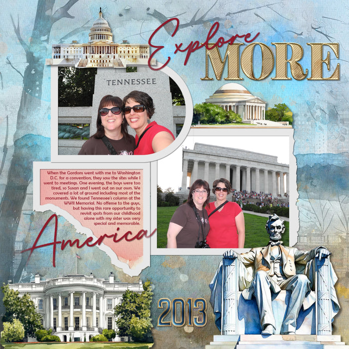 Travel Landmarks Watercolor Elements Digital Scrapbook Kit