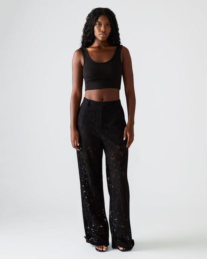 TRE Lace Black Mesh Barrel Low-Rise Women's Pant | Steve Madden