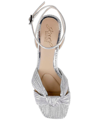 Silver Fabric | True Ribbed Peep Toe Kitten Heels Top
