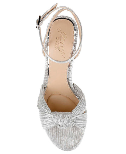 Silver Fabric | Tyler Ribbed Open Toe Block Heels