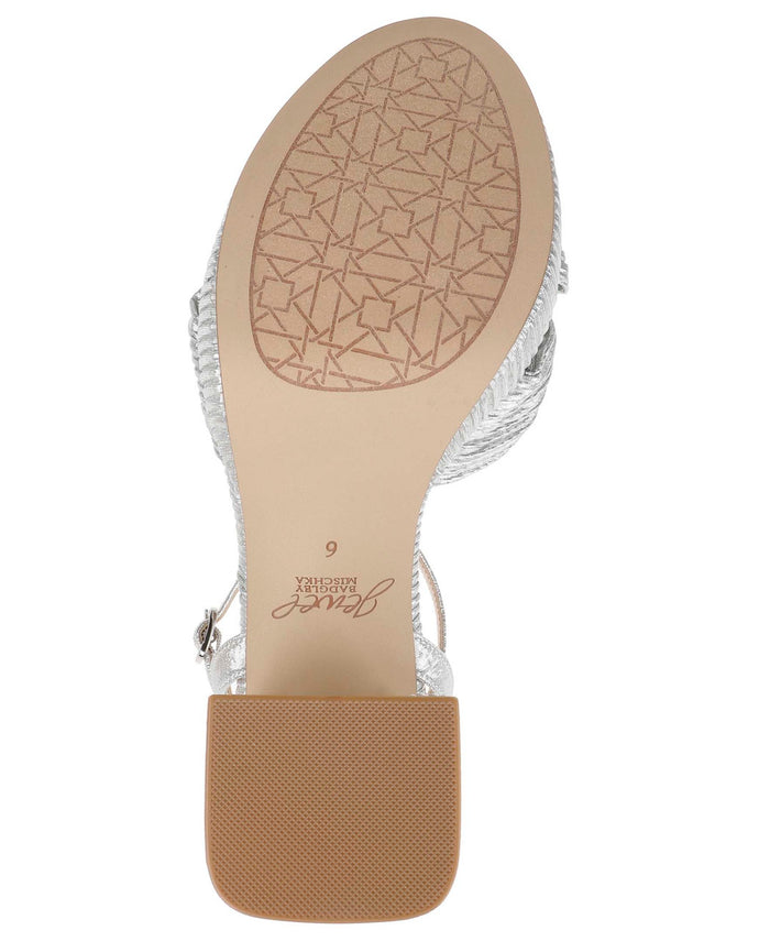 Silver Fabric | Tyler Ribbed Open Toe Block Heels