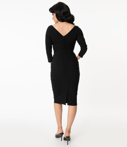 Unique Vintage Black Jaqueline Pencil Dress