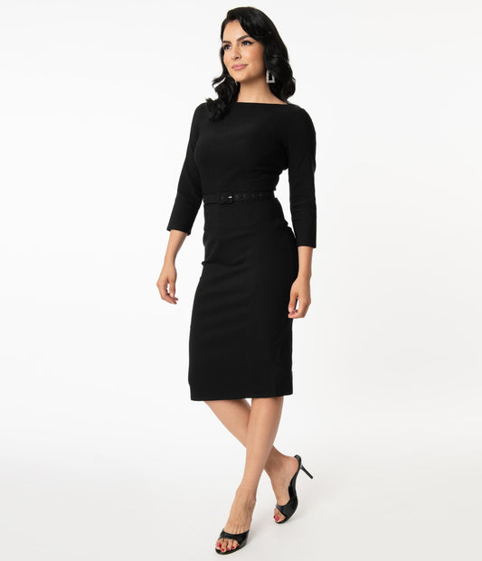 Unique Vintage Black Jaqueline Pencil Dress
