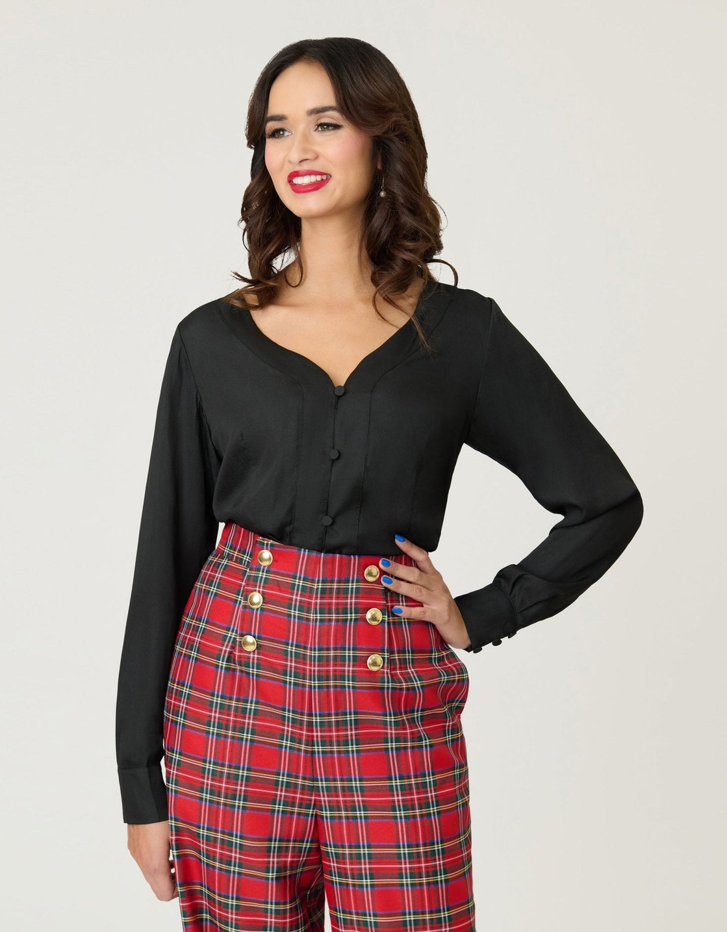 Unique Vintage Black Long Sleeve Blouse