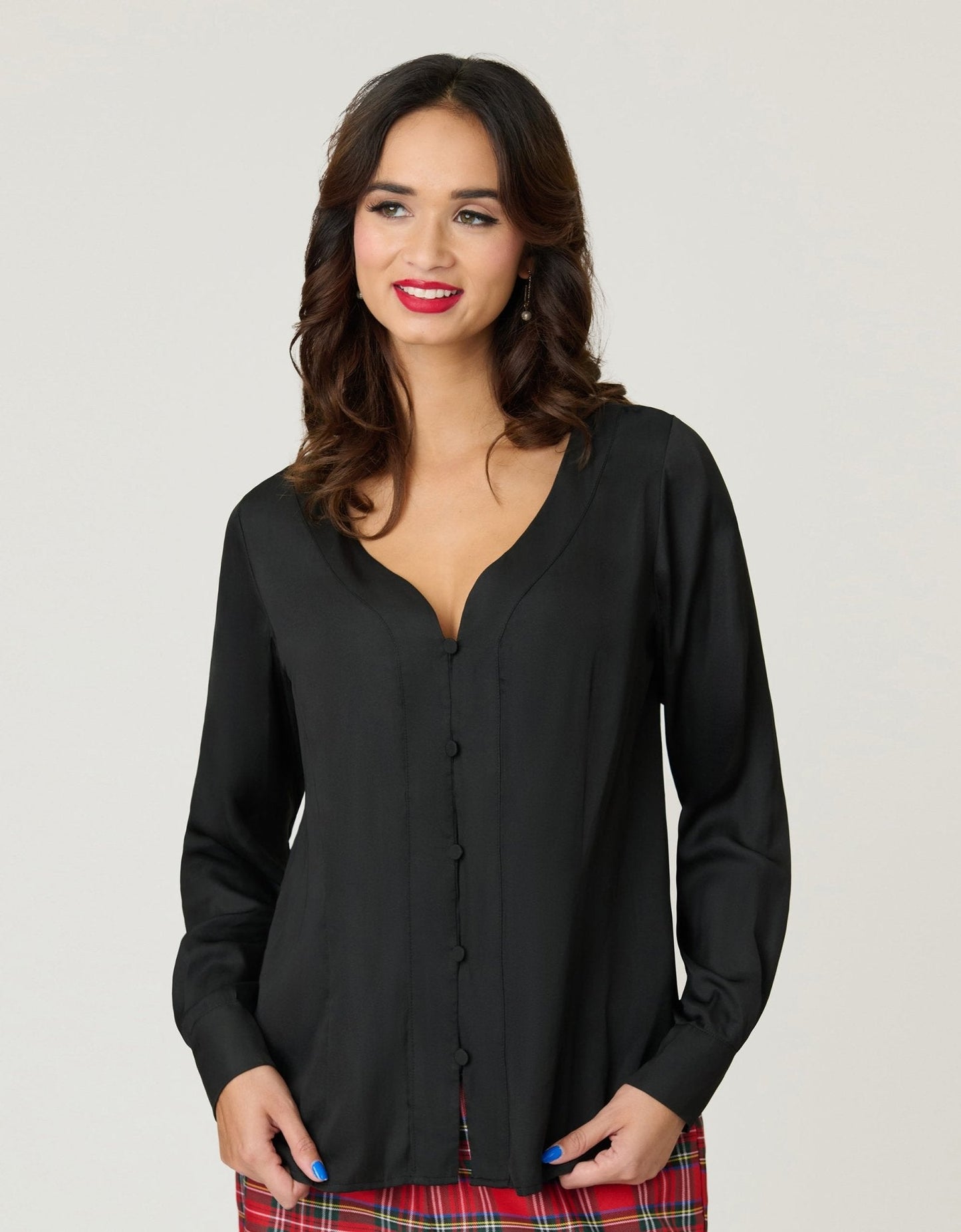 Unique Vintage Black Long Sleeve Blouse