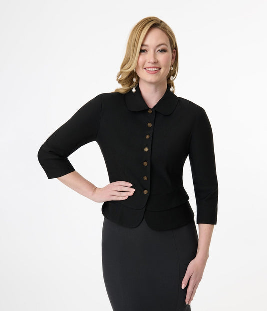 Unique Vintage Black Peplum Jacket
