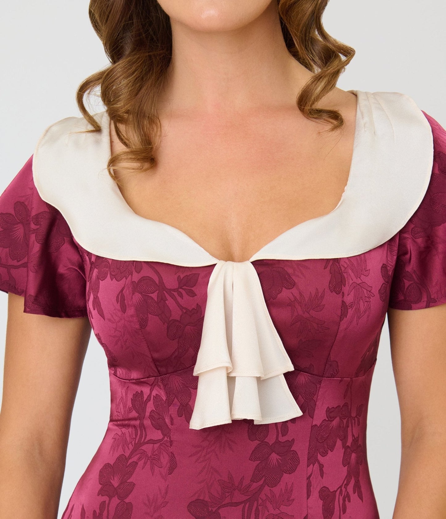 Unique Vintage Burgundy & Ivory Wilshire Flapper Dress