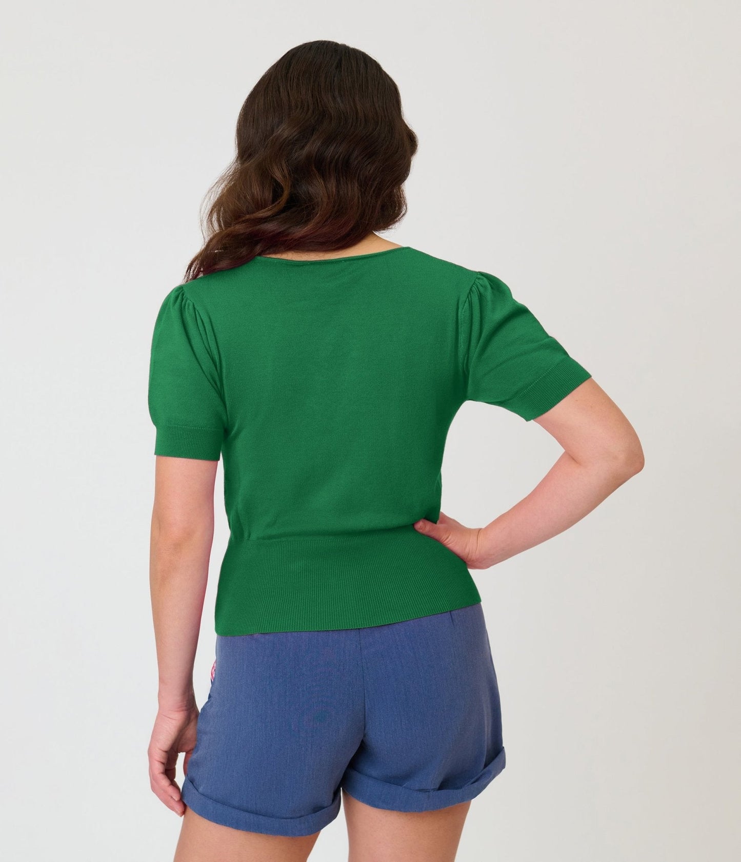 Unique Vintage Green Short Sleeve Sweater