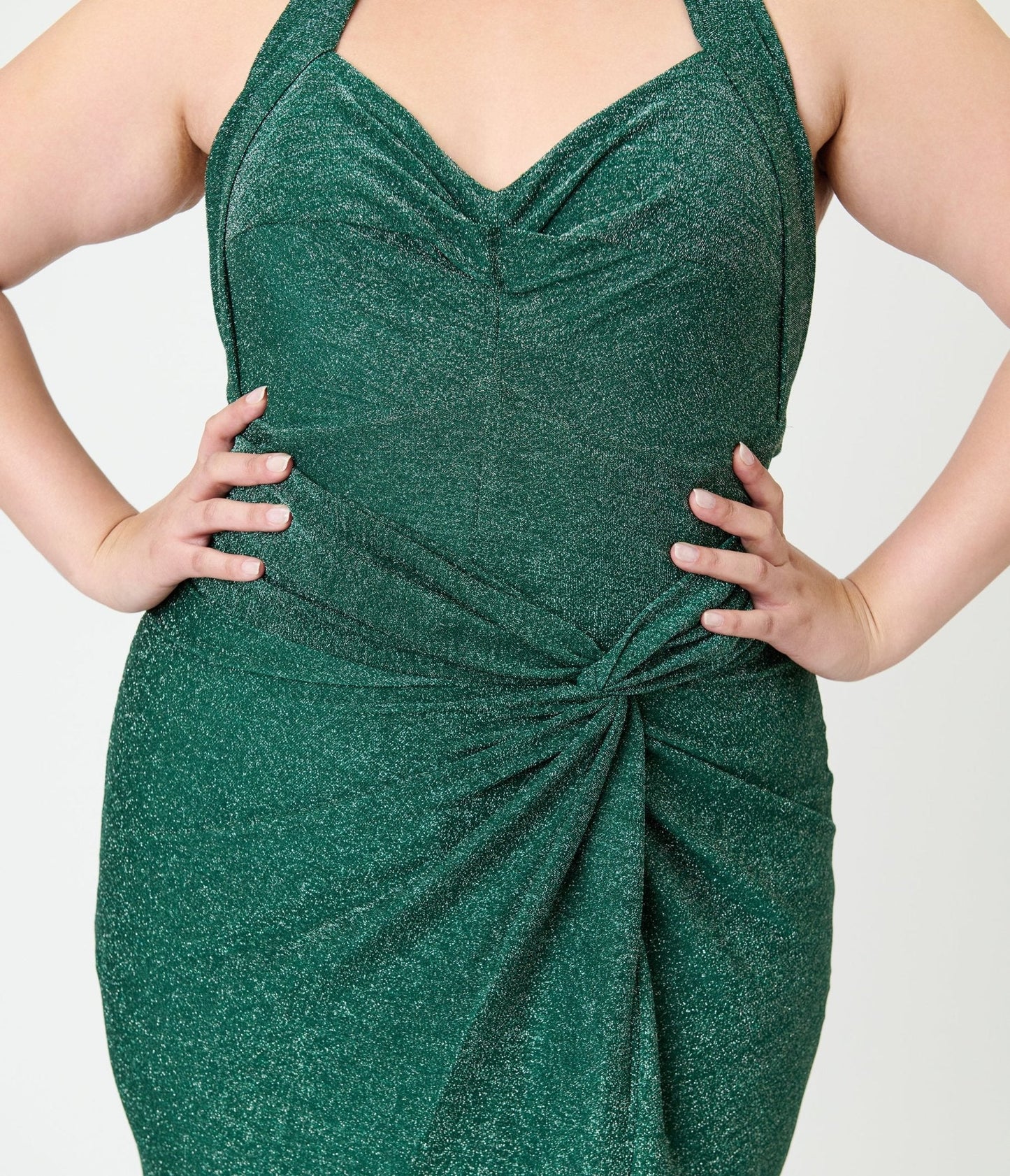Unique Vintage Plus Size Green Shimmer Romper & Sarong Set