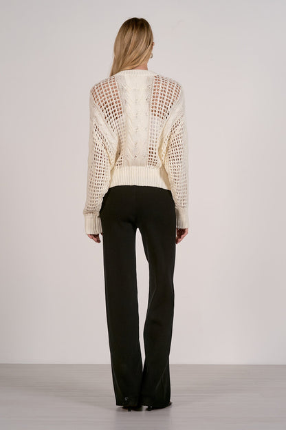 Elan Open Knit Crewneck Sweater