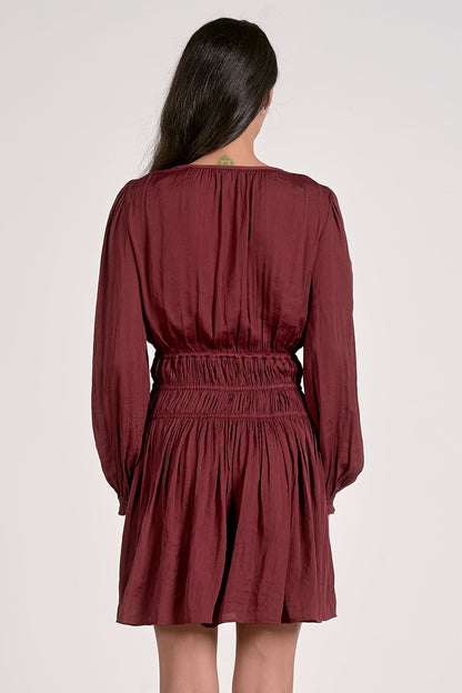 Elan Long Sleeve Gathered Dress